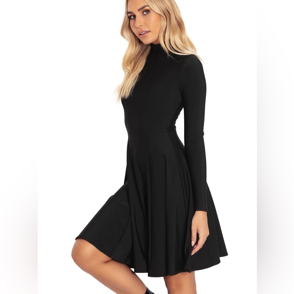 Warm Black Long Sleeve Evil Longline Dress-Blackmilk